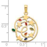14k Epoxy Christmas Lights and Stars Pendant-D5251
