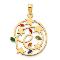 14k Epoxy Christmas Lights and Stars Pendant-D5251