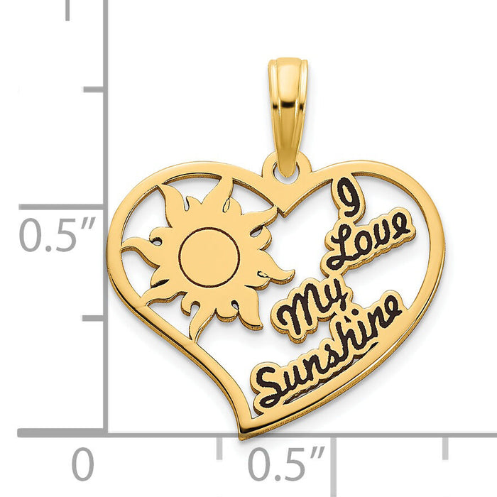 14k Epoxy I Love My Sunshine Heart Pendant-D5255