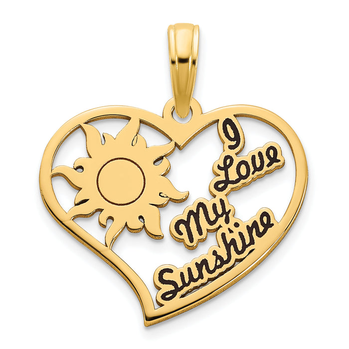 14k Epoxy I Love My Sunshine Heart Pendant-D5255
