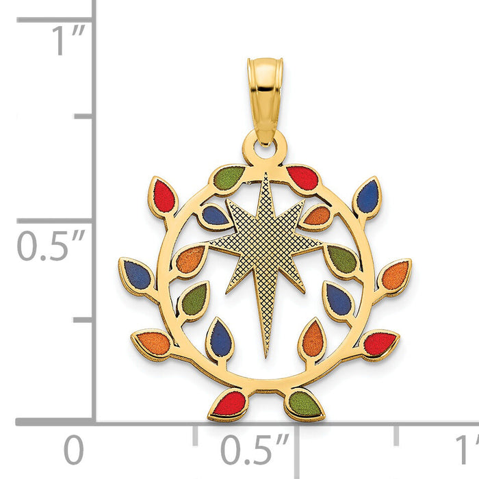 14k Epoxy Christmas Lights and North Star Pendant-D5257
