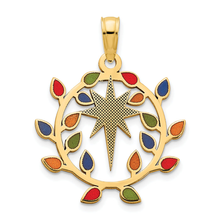 14k Epoxy Christmas Lights and North Star Pendant-D5257