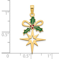 14k Epoxy Holly and North Star Pendant-D5260