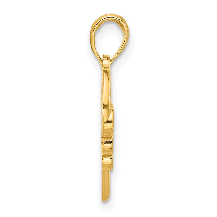 14k Polished Heart with Circles Pendant-D5268