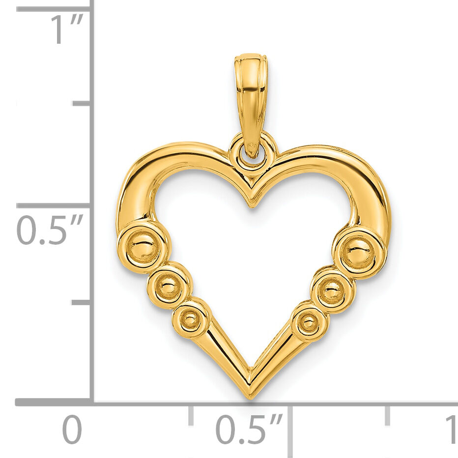 14k Polished Heart with Circles Pendant-D5268