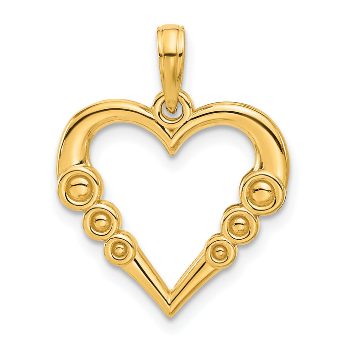 14k Polished Heart with Circles Pendant-D5268