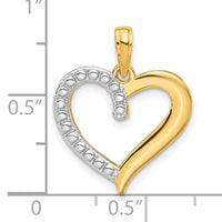 14k and Rhodium Polished Heart Pendant-D5269