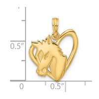 14K Polished Heart with Horse Pendant-D5290