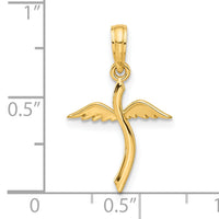 14k Polished Cross with Wings Pendant-D5298