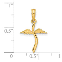 14k Polished Cross with Wings Pendant-D5298