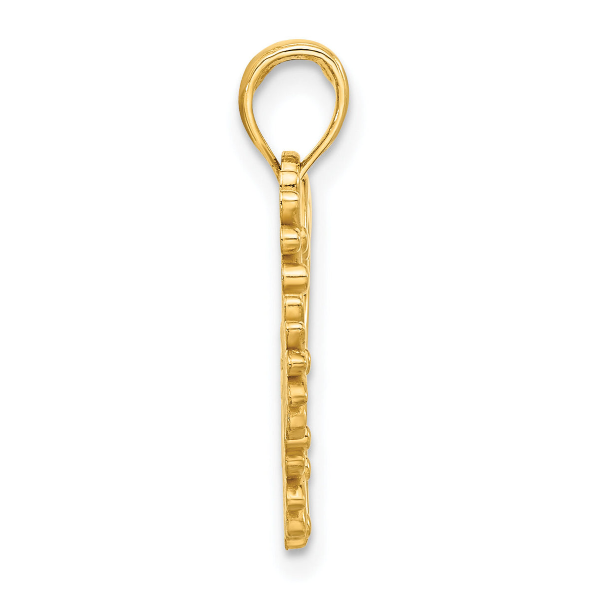 14k Polished Floral Heart Pendant-D5304
