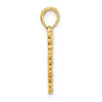 14k Polished Floral Heart Pendant-D5304