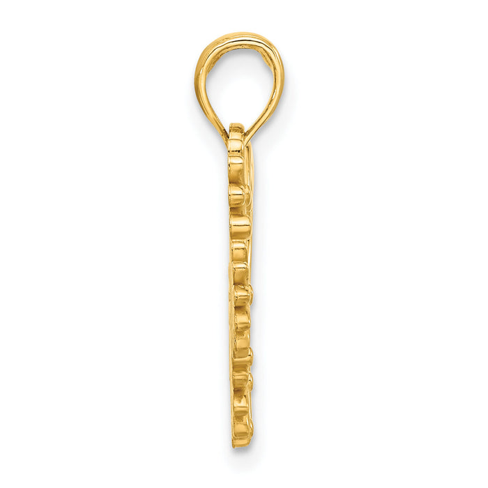 14k Polished Floral Heart Pendant-D5304