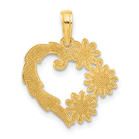 14k Polished Floral Heart Pendant-D5304