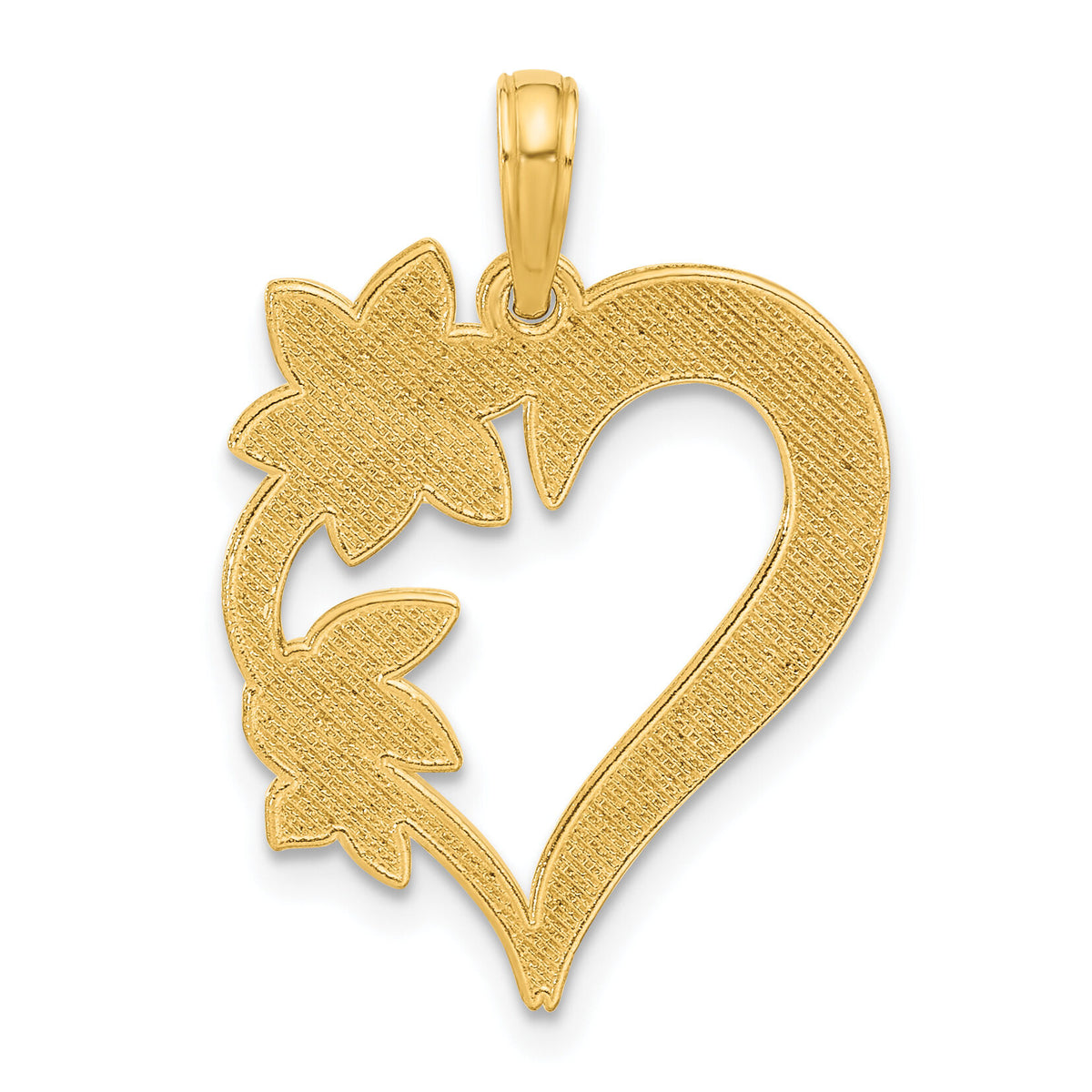 14k Polished Floral Heart Pendant-D5305