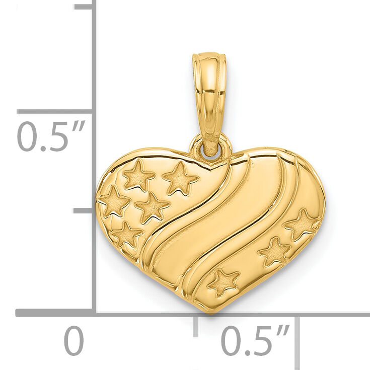 14k Polished Stars on Heart Pendant-D5312