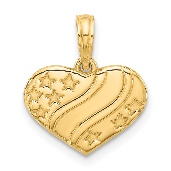 14k Polished Stars on Heart Pendant-D5312