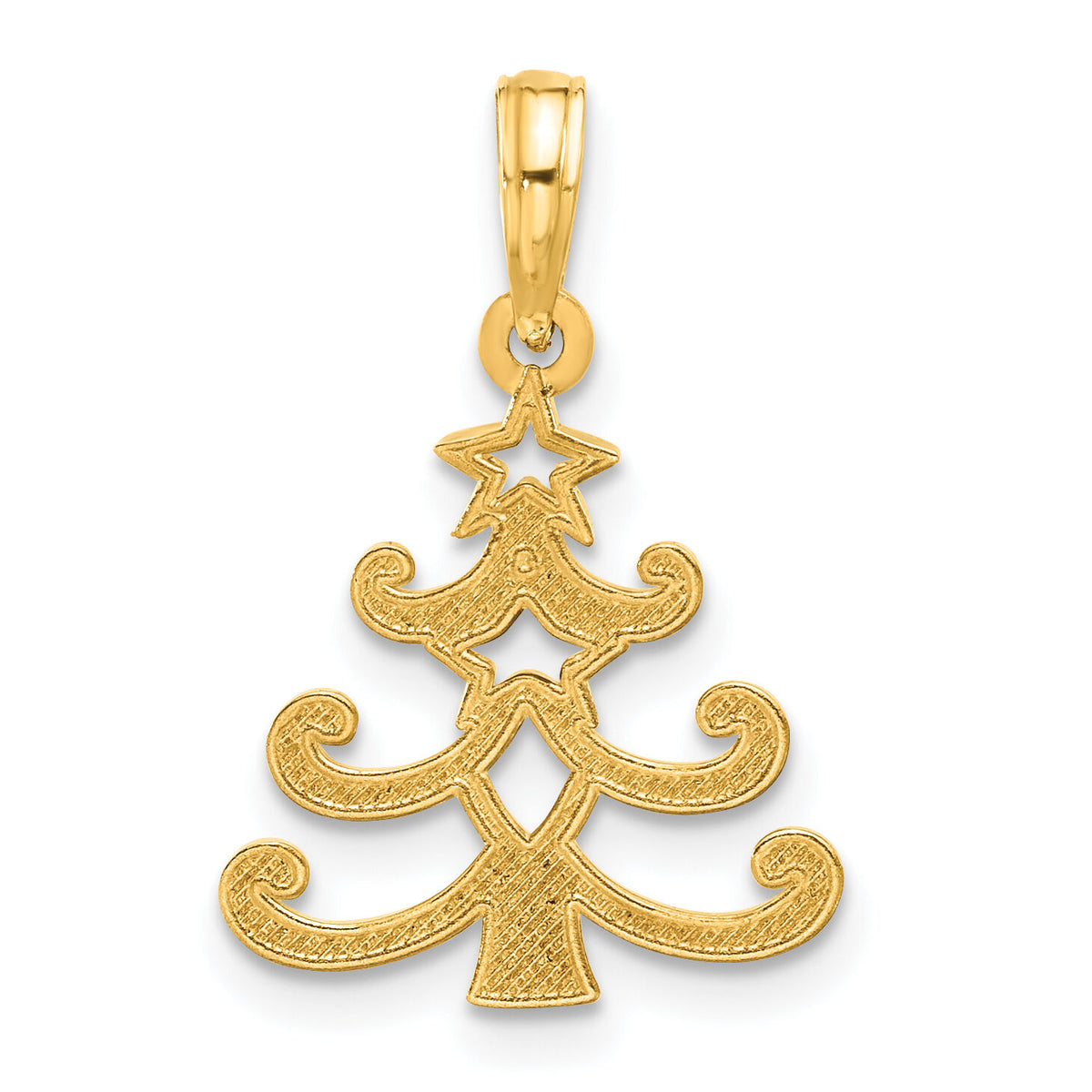 14k Polished Christmas Tree Pendant-D5313