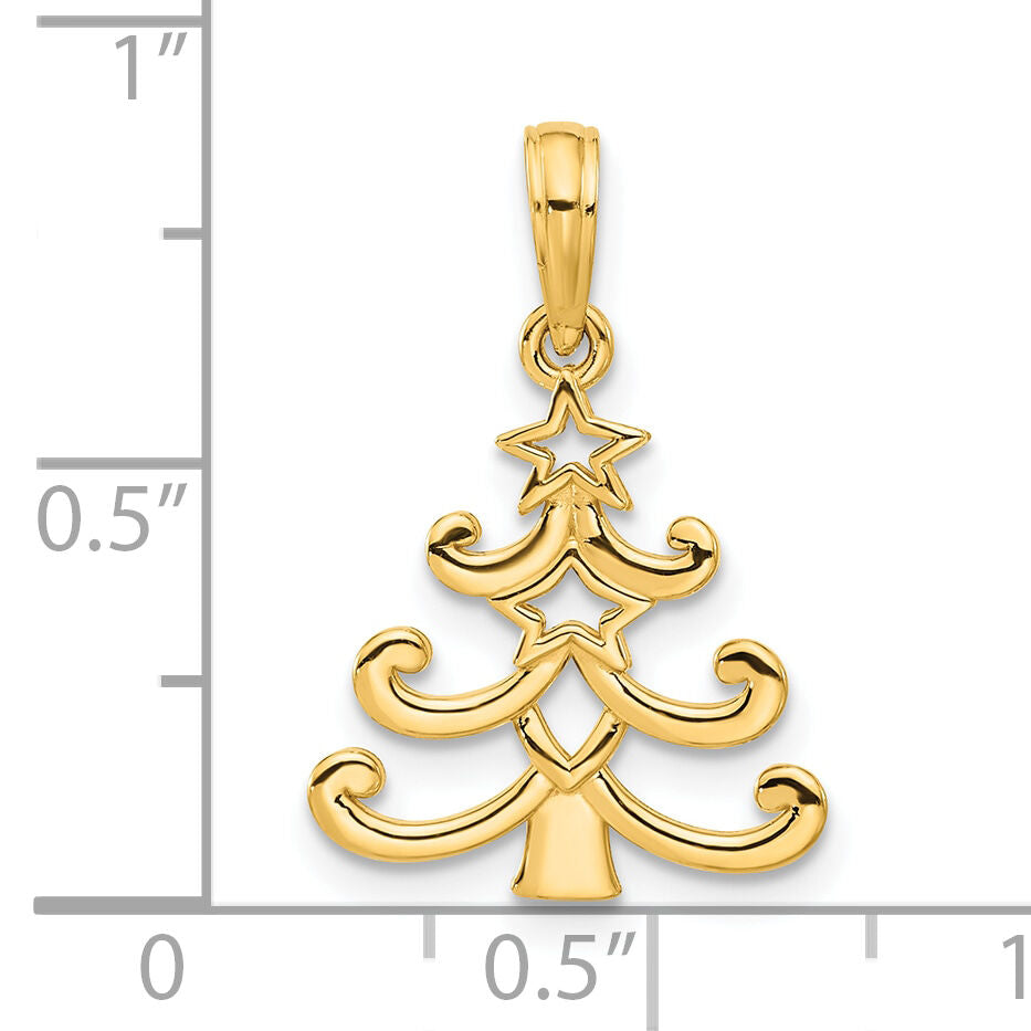 14k Polished Christmas Tree Pendant-D5313
