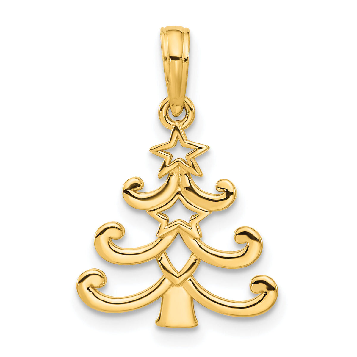 14k Polished Christmas Tree Pendant-D5313