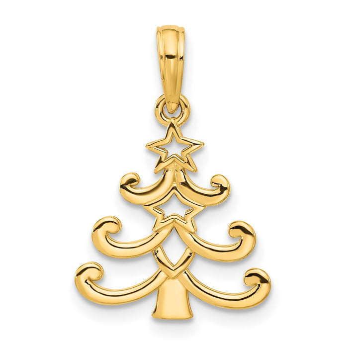 14k Polished Christmas Tree Pendant-D5313