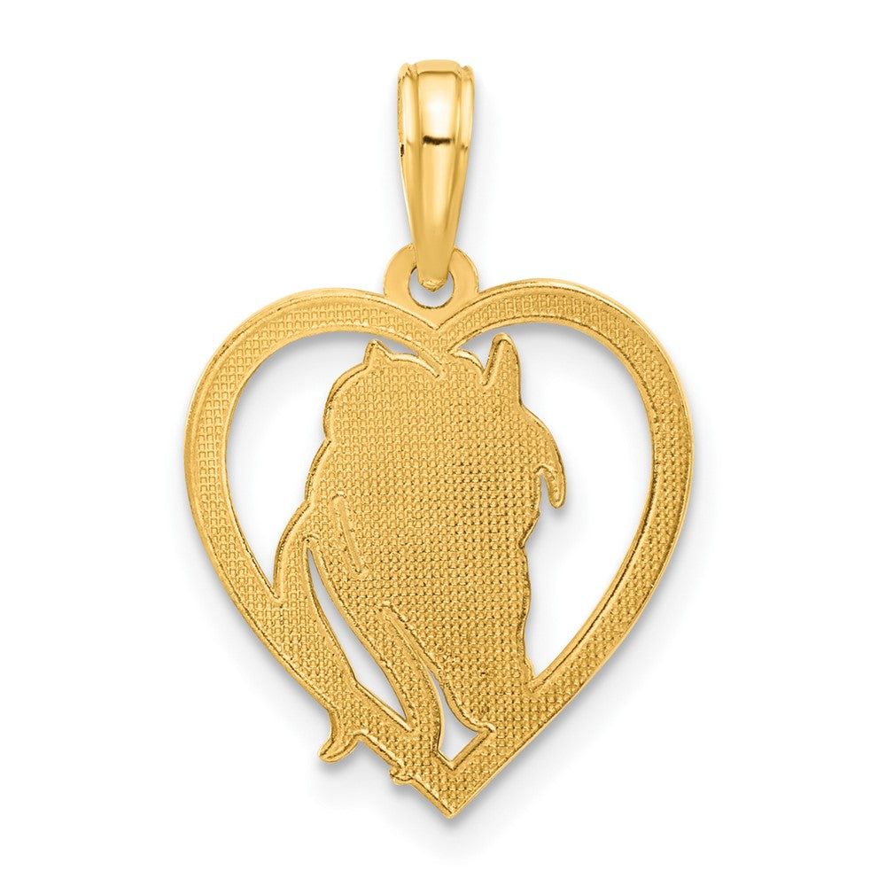 14k Polished Horse Head In Heart Pendant-D5319