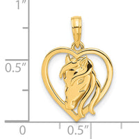 14k Polished Horse Head In Heart Pendant-D5319