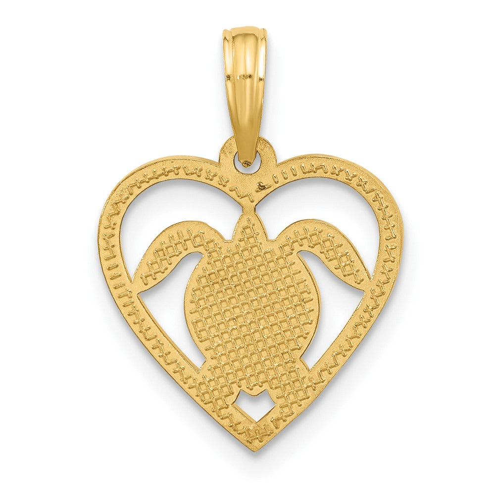 14K Polished Turtle in Heart Pendant-D5320