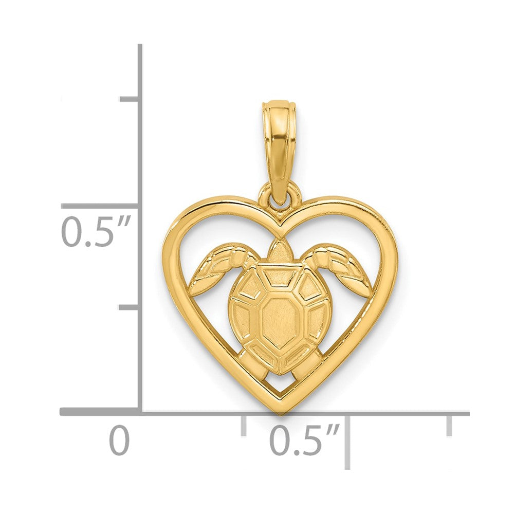 14K Polished Turtle in Heart Pendant-D5320