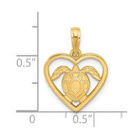 14K Polished Turtle in Heart Pendant-D5320