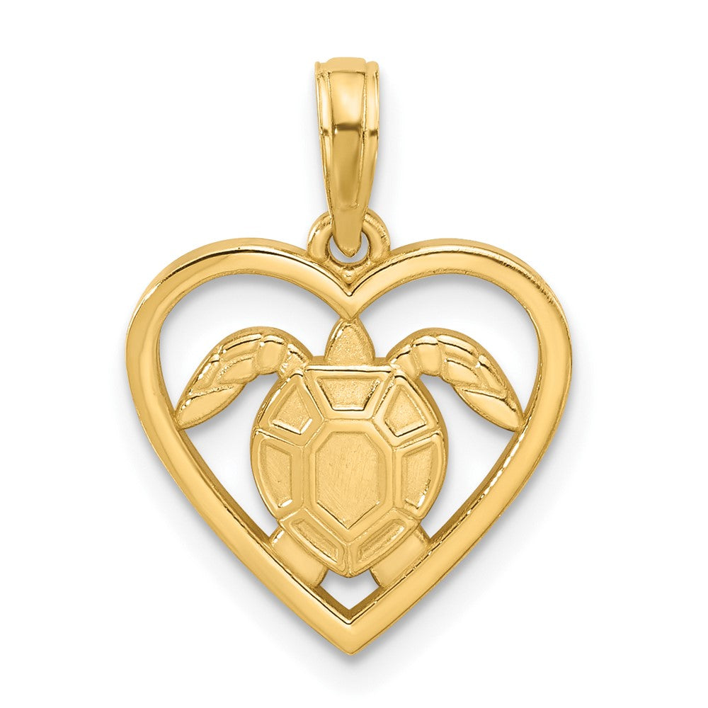 14K Polished Turtle in Heart Pendant-D5320