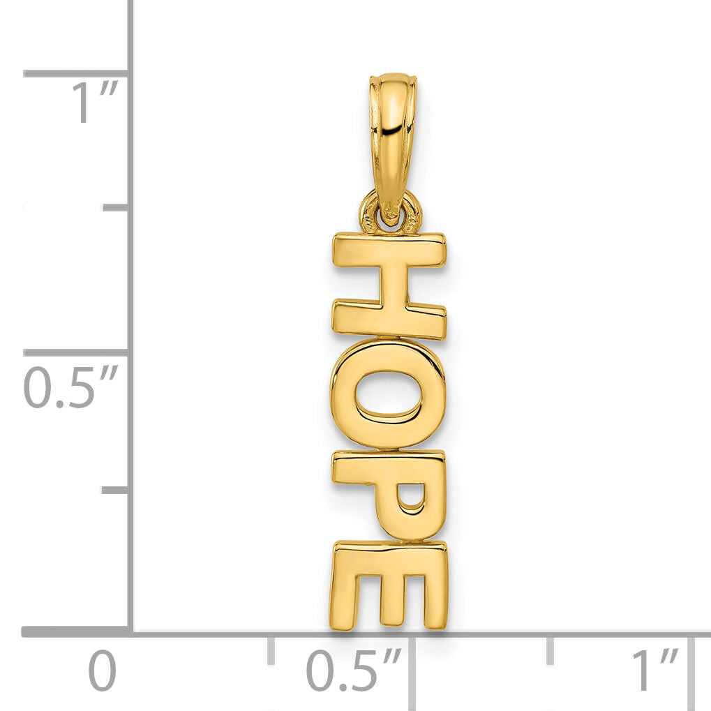 14k Polished HOPE Pendant-D5329
