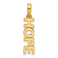 14k Polished HOPE Pendant-D5329