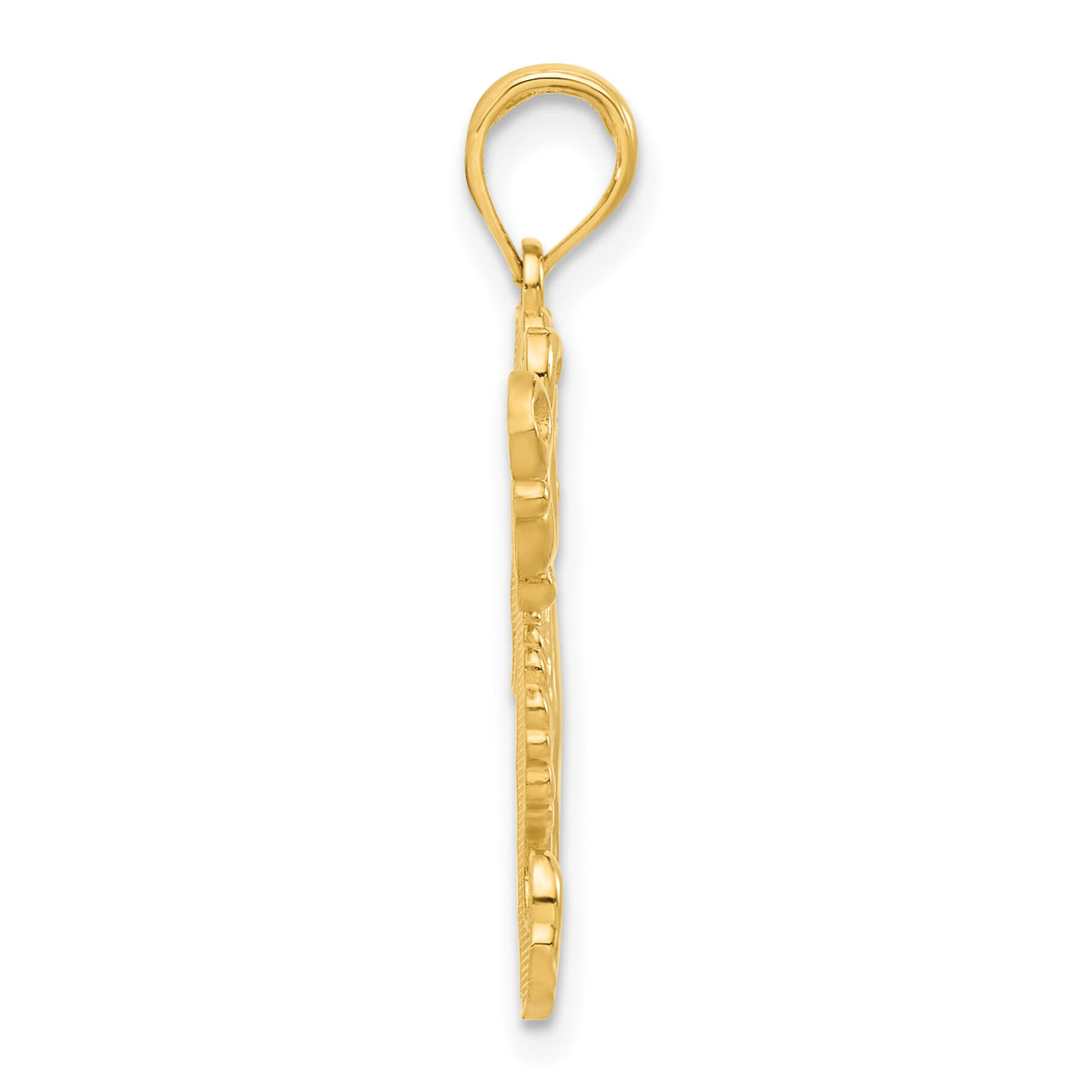14k Polished Seahorse with Bubbles Pendant-D5331