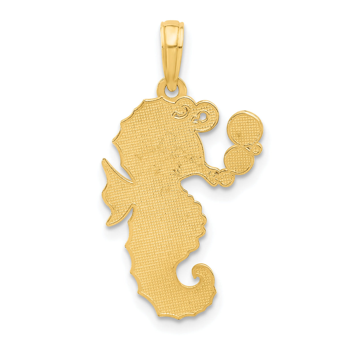 14k Polished Seahorse with Bubbles Pendant-D5331
