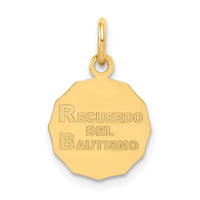 14k Baptism Spanish Recuerdo Del Bautismo on Back Charm-D535