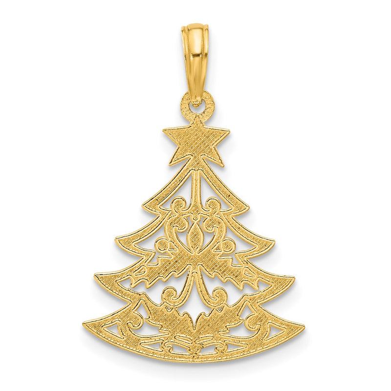 14k Polished Fancy Scrolled Christmas Tree Pendant-D5356