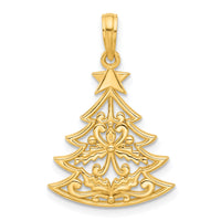 14k Polished Fancy Scrolled Christmas Tree Pendant-D5356
