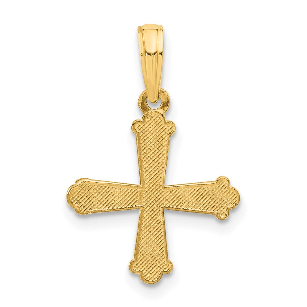 14k Polished and Texture Cross Pendant-D5364