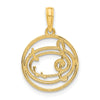 14k Polished Music Notes in Circle Pendant-D5368