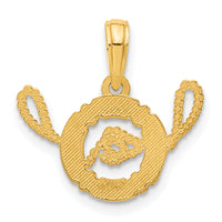 14k Polished Life Preserver with Rope Pendant-D5372