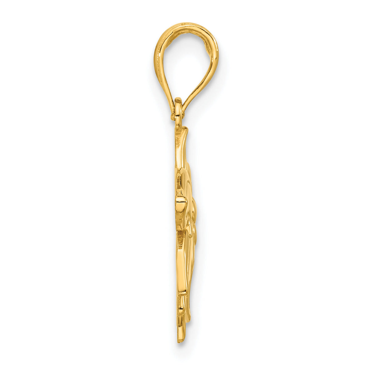 14k Polished Poinsettia Floral Pendant-D5373