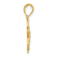 14k Polished Poinsettia Floral Pendant-D5373