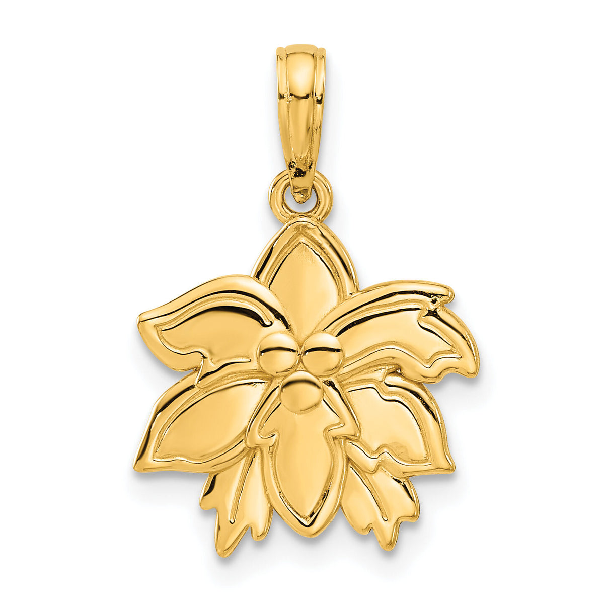 14k Polished Poinsettia Floral Pendant-D5373