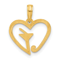 14k Polished Martini In Heart Pendant-D5375