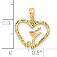 14k Polished Martini In Heart Pendant-D5375