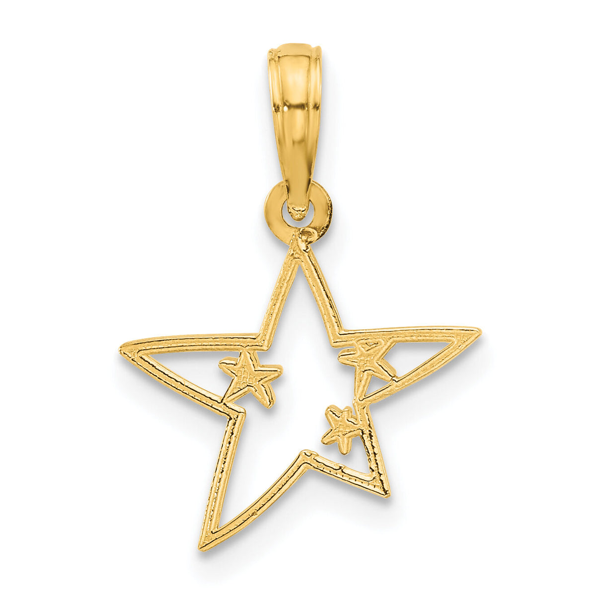 14k Polished Stars Pendant-D5376