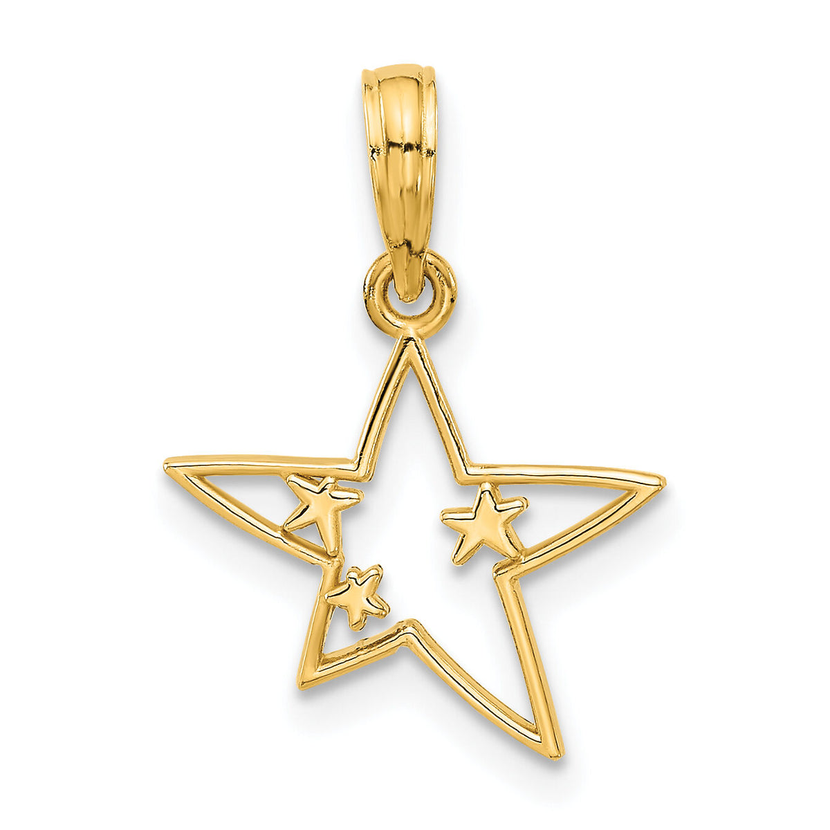 14k Polished Stars Pendant-D5376
