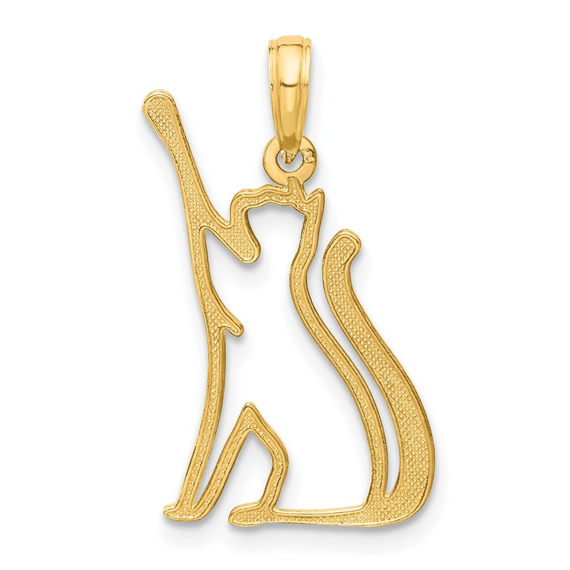 14k Polished Cat Reaching Pendant-D5382