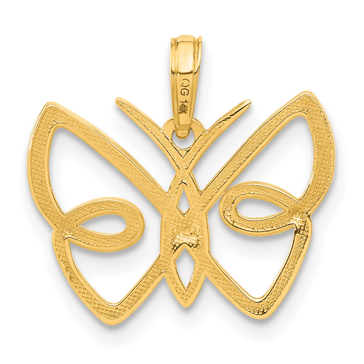 14k Polished Butterfly Pendant-D5387